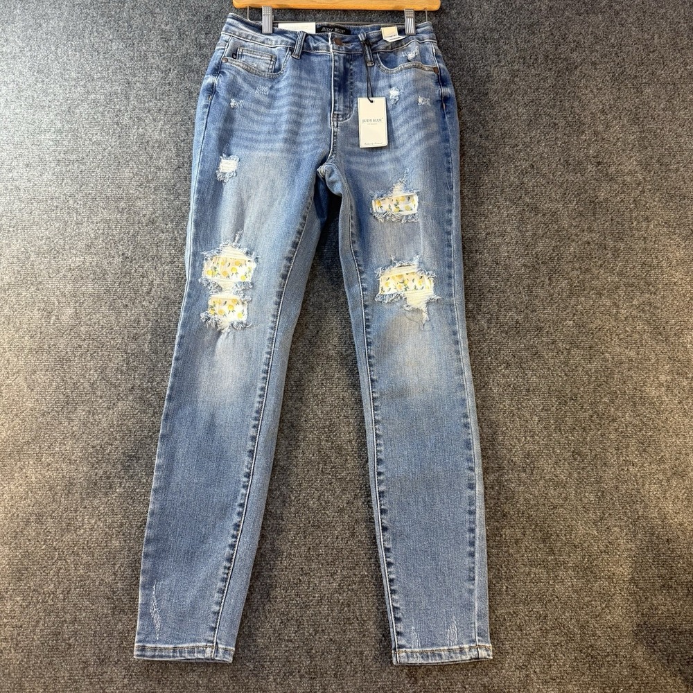 Judy‎ Blue JB88233 5/27 High Waist Skinny Jeans Lemon Patch Distressed NWT